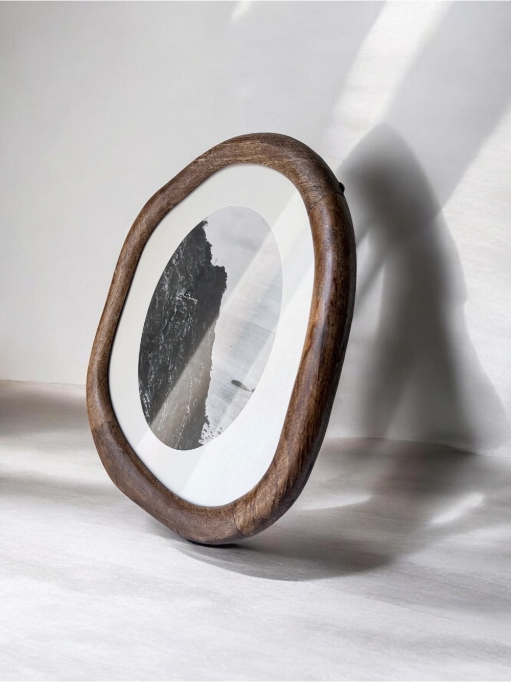 Wooden organic irregular Oval Photo Frame - Brown 10”x8” - Picture 2 of 13